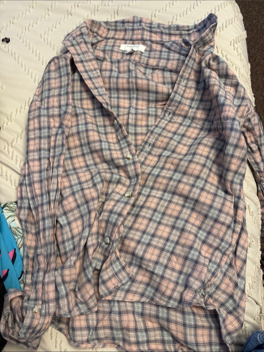 abercrombie kids Pink and Blue Plaid Long Sleeve Shirt